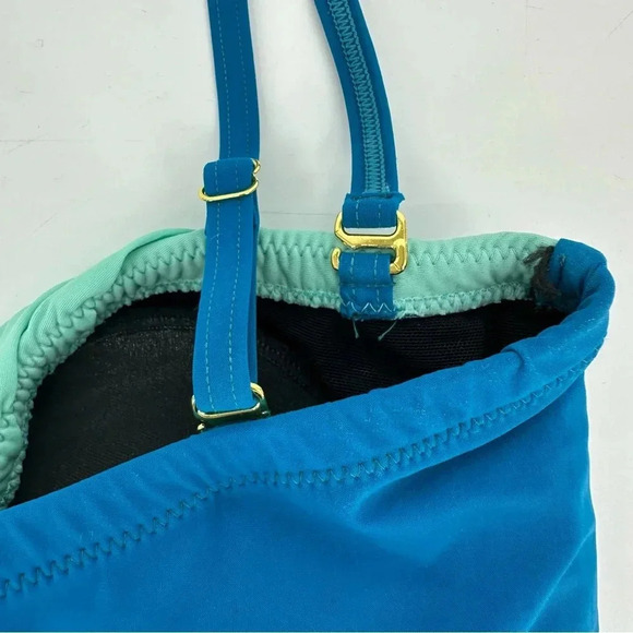 Gottex teal ombré one piece removable straps bandeau strapless bathing suit - Picture 7 of 7